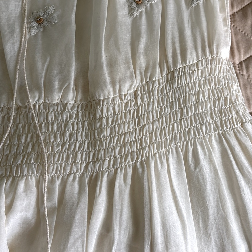 Sundance Ivory boho embroidered flowers crochet Sleeveless Dress Size‎ M NWOT - Picture 12 of 13
